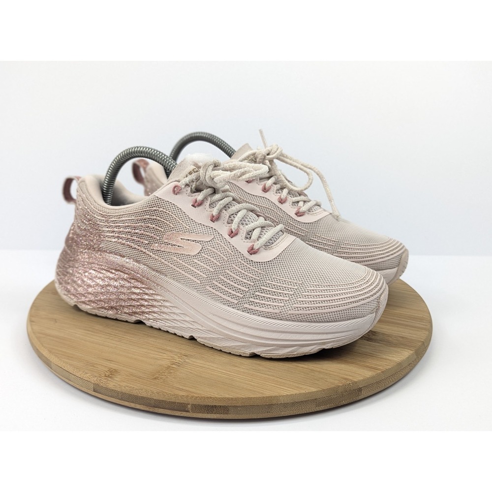Skechers GORun Womans 8 Pink Sparkle Max Cushion Running Athletic Sneakers